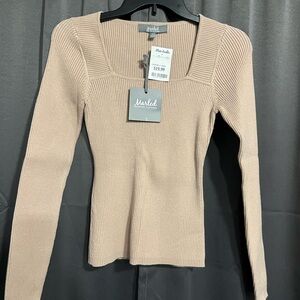 Marled Women's Beige Long Sleeve Ribbed Top